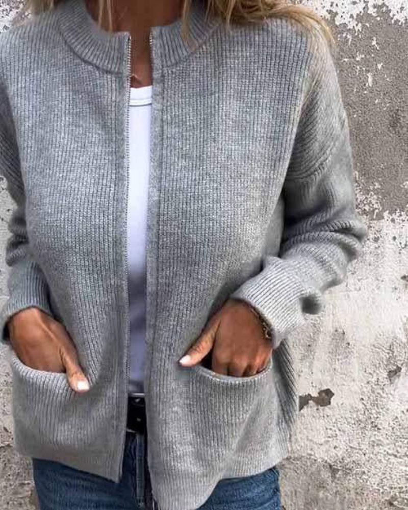 Jasmine - Knitted Zip Cardigan