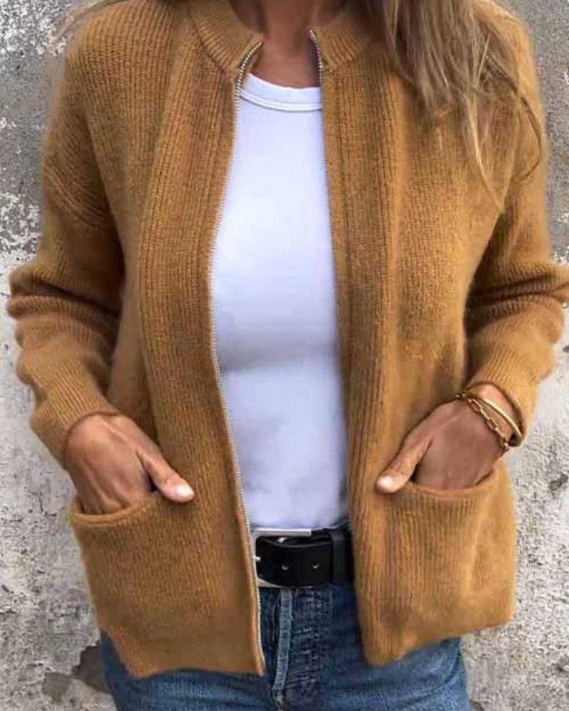 Jasmine - Knitted Zip Cardigan