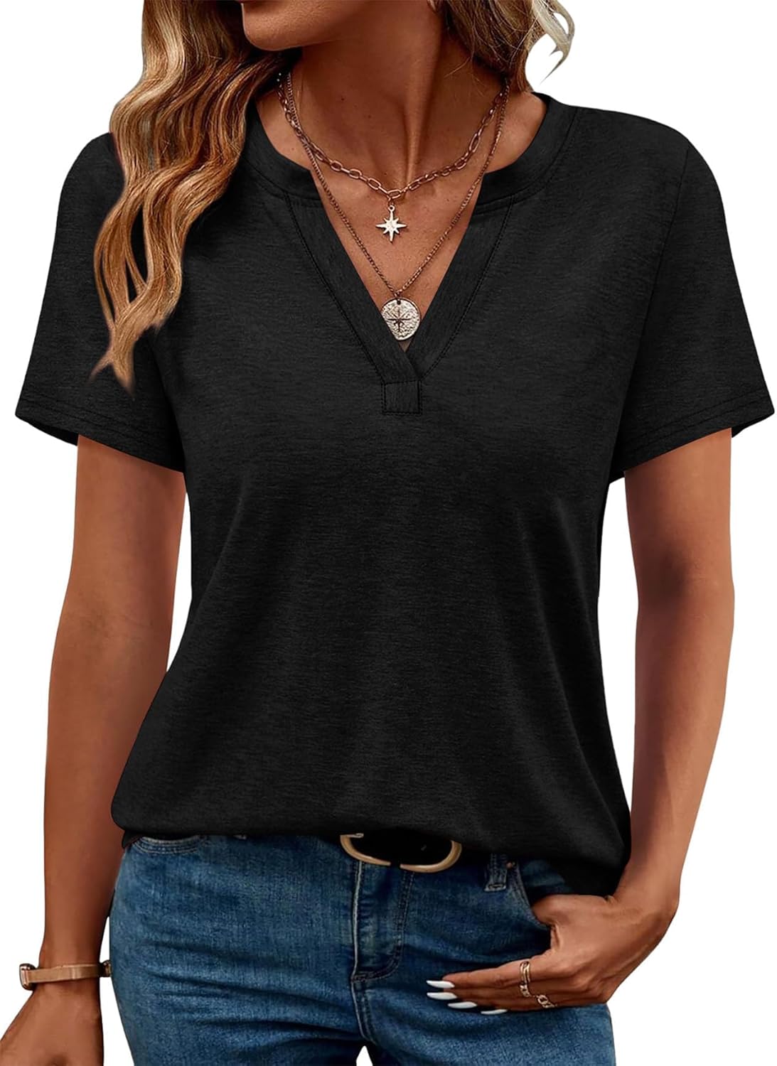 Amelia Lane | Short Sleeve V-Neck Blouse
