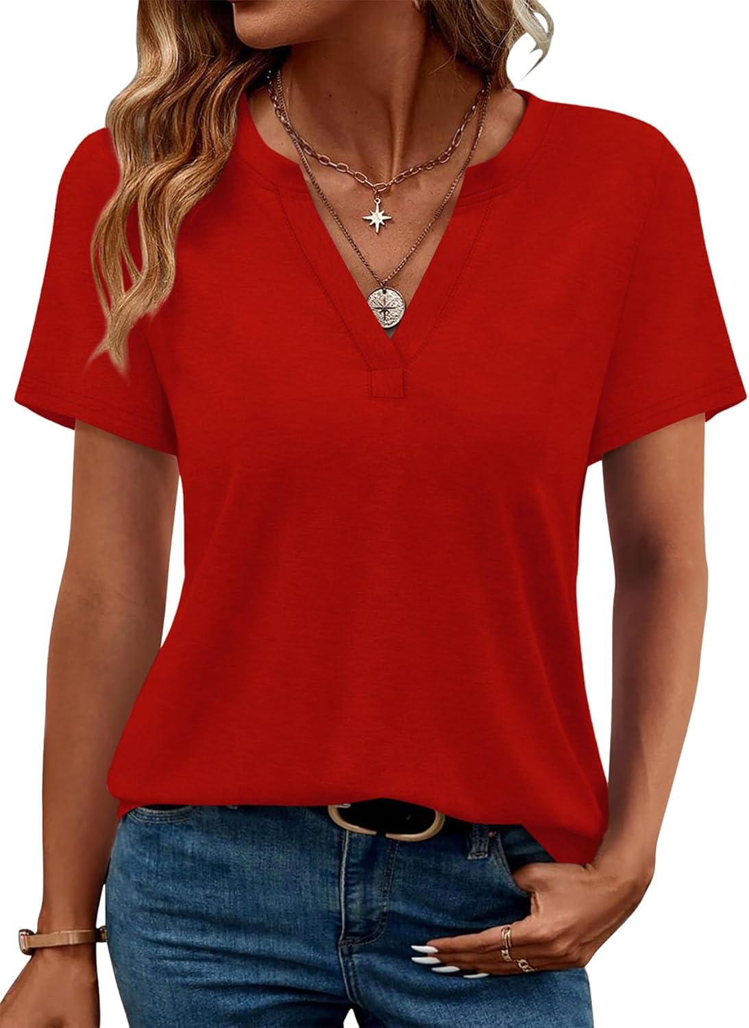 Amelia Lane | Short Sleeve V-Neck Blouse
