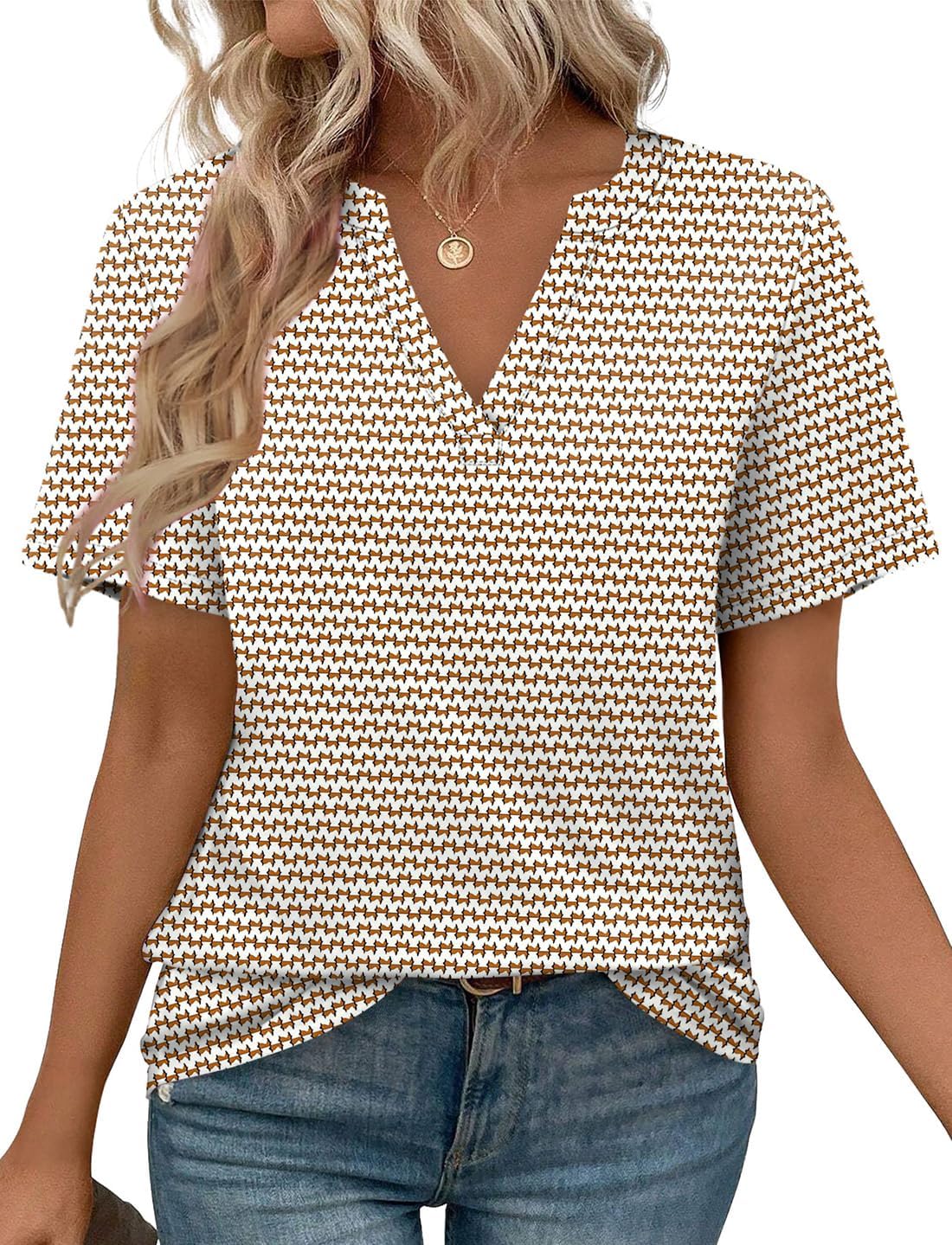 Amelia Lane | Short Sleeve V-Neck Blouse