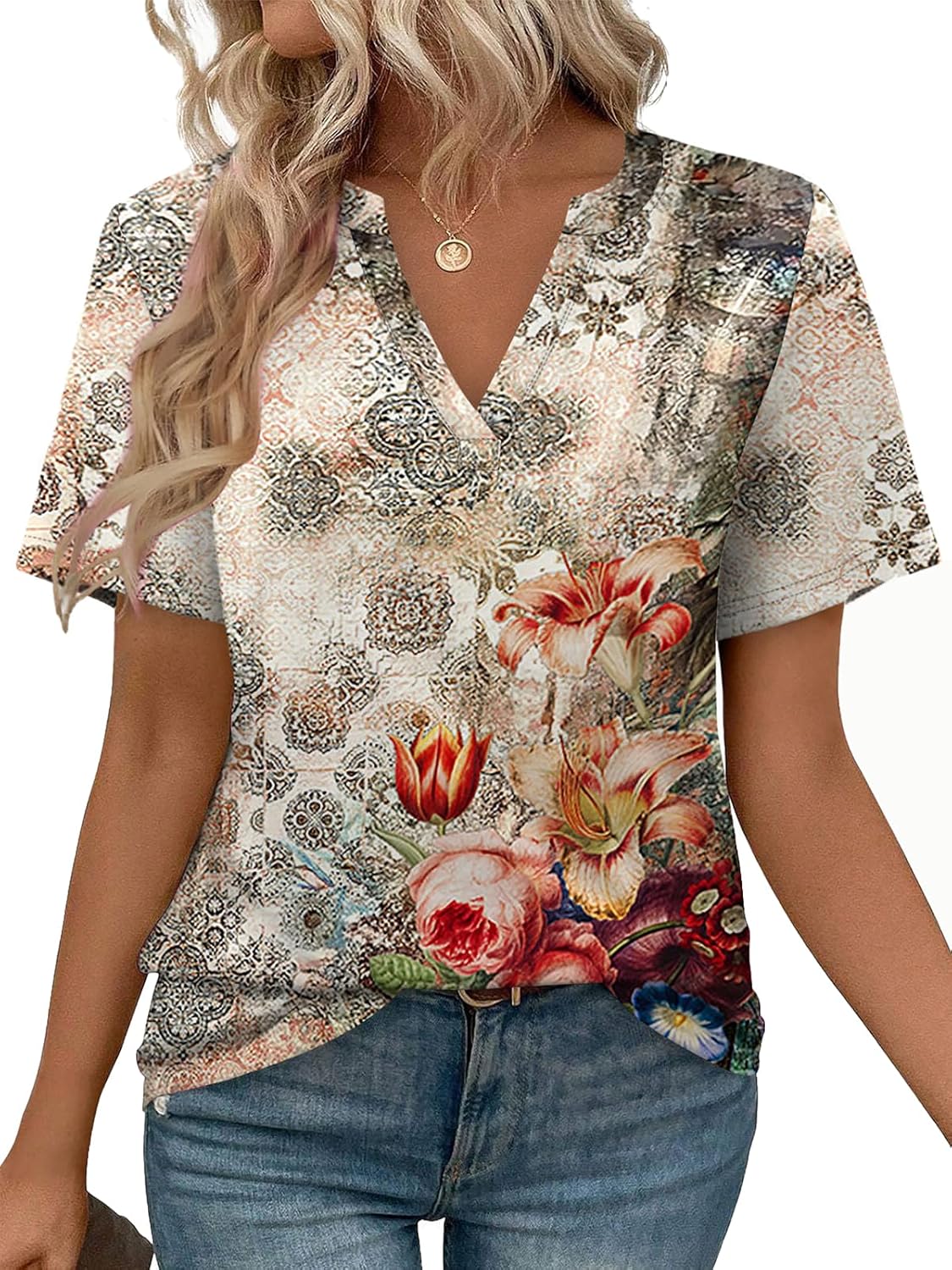 Amelia Lane | Short Sleeve V-Neck Blouse