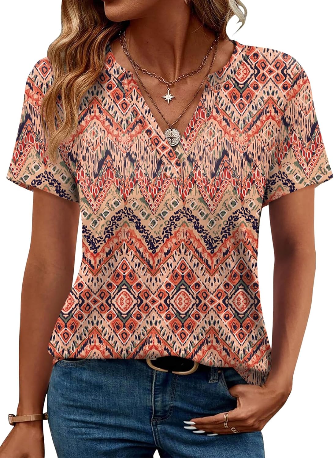 Amelia Lane | Short Sleeve V-Neck Blouse