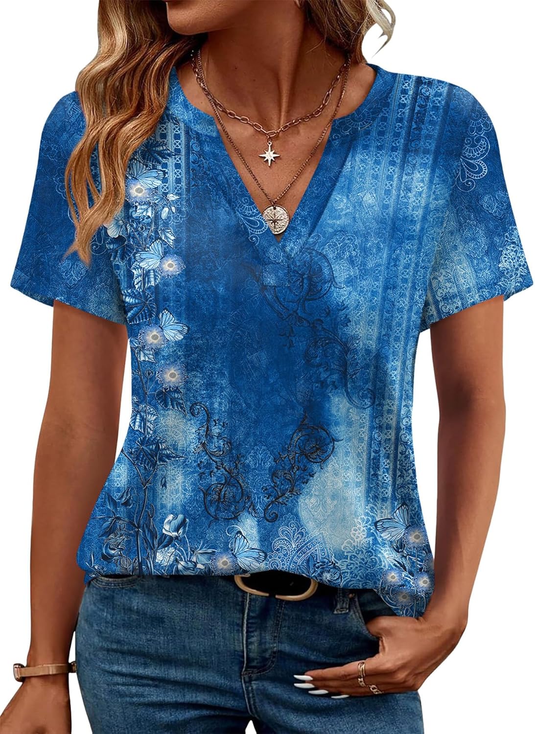 Amelia Lane | Short Sleeve V-Neck Blouse